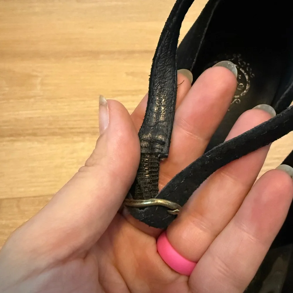 Jeffrey Campbell Wedge Heels 8 Handmade Havana Black Suede Platform ZigZag Clear